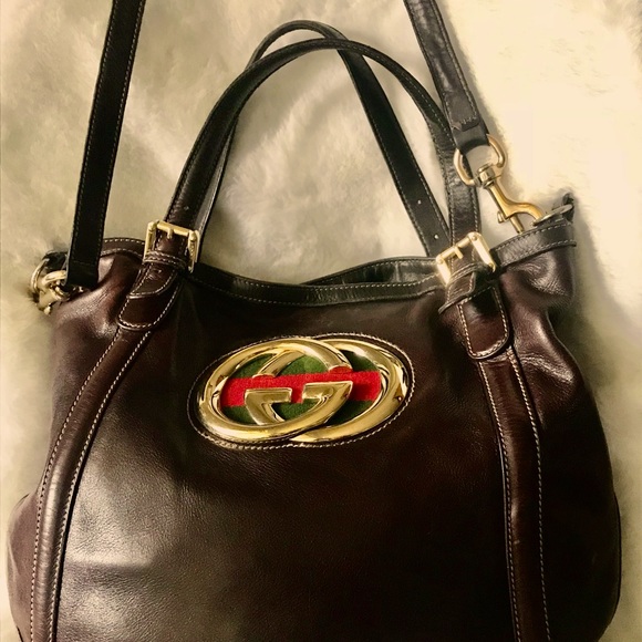 (AUTHENTIC) GUCCI BRITT  Calfskin Tote with Detachable Leather Crossbody Strap - Picture 2 of 10